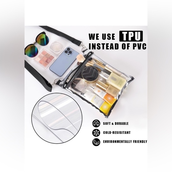 Clear Crossbody Bag with Zipper Inside Pocket Stadium Approved Transparent White - Picture 14 of 15